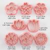 8pcs Flower Shaped Cookie Mould Biscuit Fondant Embosser Stamp for Wedding Party Plastic Cake Decorating Baking Supplies