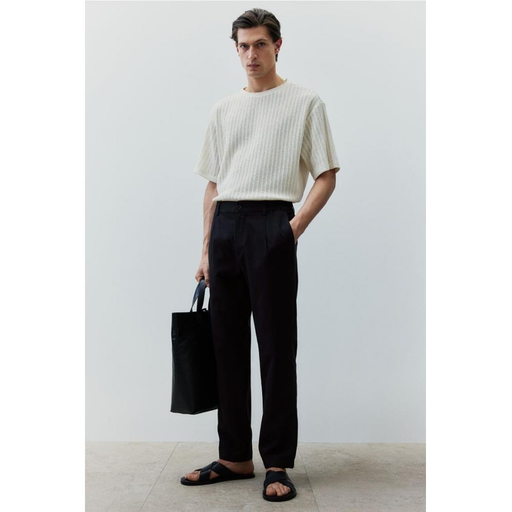 

ЛЬНЯНЫЕ БРЮКИ HM Регулярного кроя, ЧЕРНЫЕ