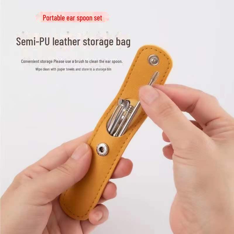 6-piece set of portable ear picks with keychain for adults, household use