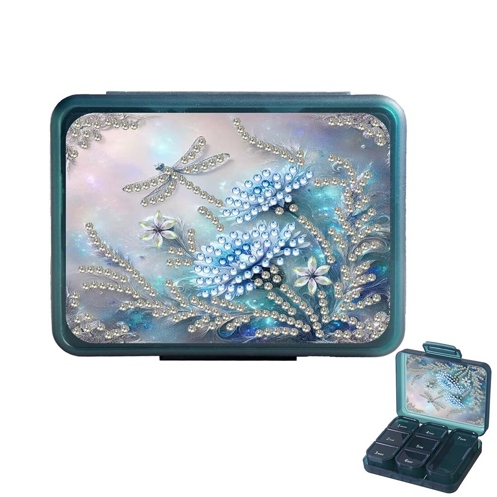 Diamond Art Pill Box Mini Travel Portable Storage Box Rectangular Medicine Box Diamond Painting DIY Blingbling Pill Case Pastill