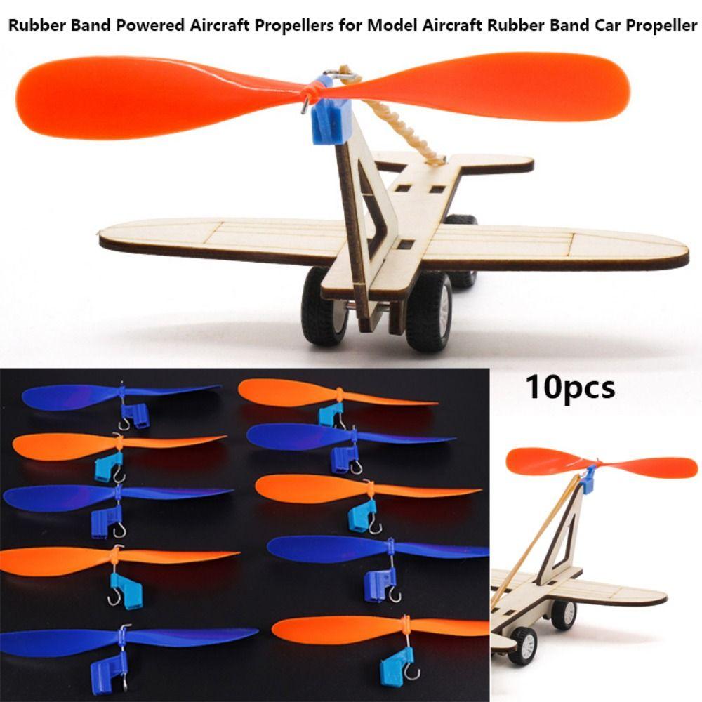 10pcs 2 Colors Rubber Band Powered Propellers Plastic Car Propeller For Student Airplane Projects