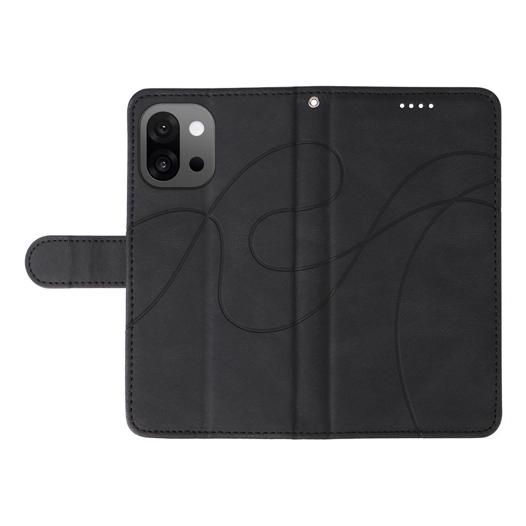 For OnePlus 13T 5G Wallet Case Leather Phone Cover Stand with Curved Line Design