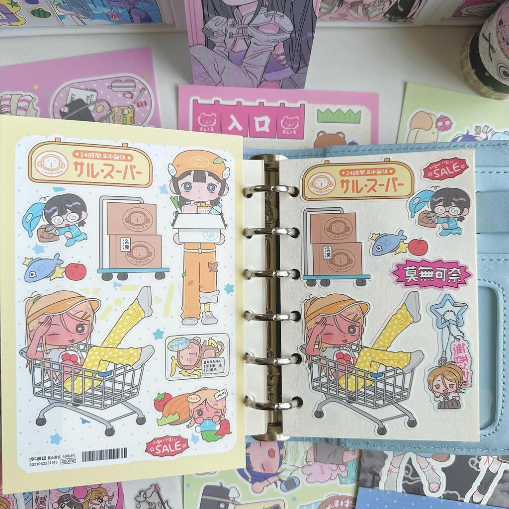 Cute Sweet Cool Japanese Shibuya Girl Sticker Korean Kawaii Cartoon Y2k Stickers Hand Account Diary Scrapbook Decorative Sticker
