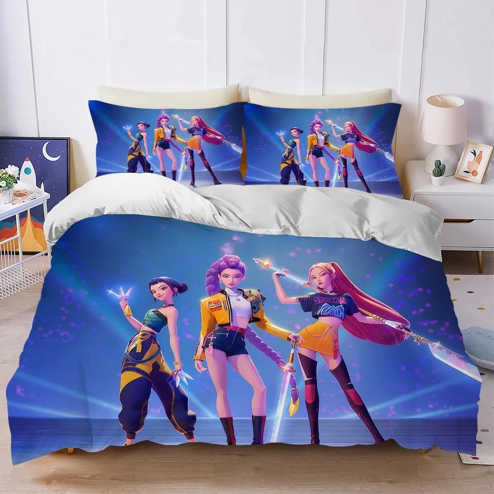 K-Pop Demon Hunters Bedding Sets Eu Single Comforter Quilt Bed Cover Duvet Cover Pillow Case 2-3 Pieces Sets Kids Adult Size