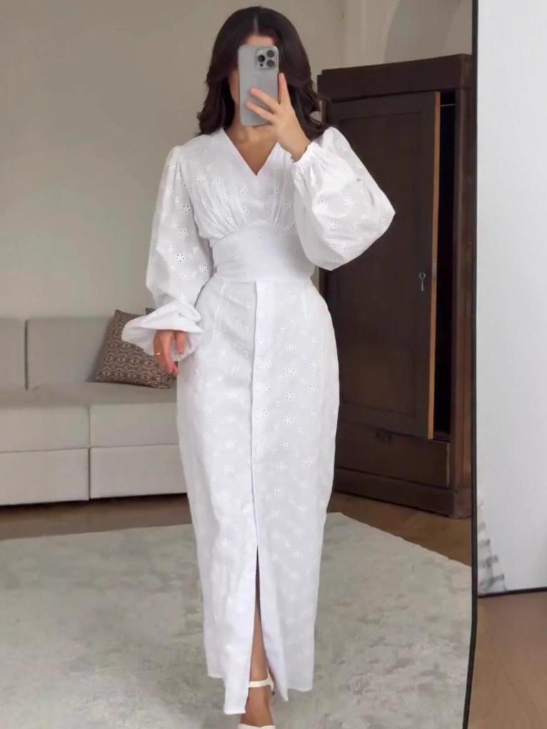 2025 European & American Elegant Women's Long Sleeve Summer Dress with Casual Long Skirt