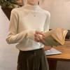 Autumn and winter warm small stand-up collar with knitted bottoming shirt inside, women's stacked long-sleeved solid-color versatile soft waxy 