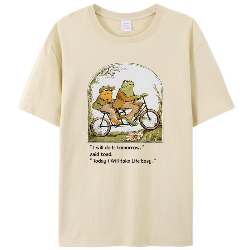Frog And Toad Shirts I Will Do It Tomorrow Vintage Men's T Shirt Women Clothing Classic Tee Graphic T-Shirt Funny Tops