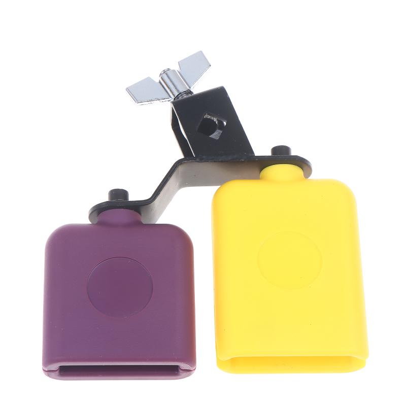 Double Sambago Bell Latin Music Yellow Purple Cowbell High Low Sound Knocker Drum Percussion Instrument Part Accessories