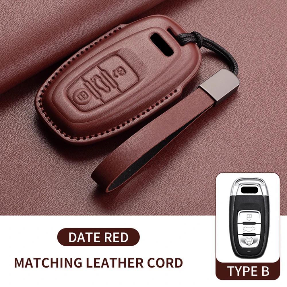 Leder Auto Schlüsselhülle für A4L A5 Q7 TT TTS A3 A4 B9 A6 A7 4K A8 E-tron Q5 Q8 C8 D5 SQ8 Auto Schlüsselanhänger Zubehör