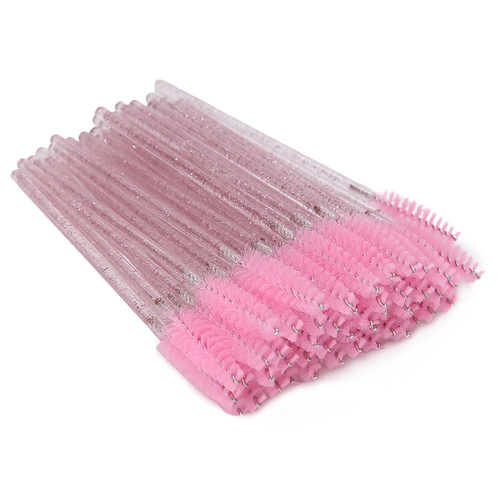 50 Stück Nylon-Make-up-Pinsel, Mascara-Stäbe, Wimpern, Augenbrauen, tragbarer Einwegpinsel