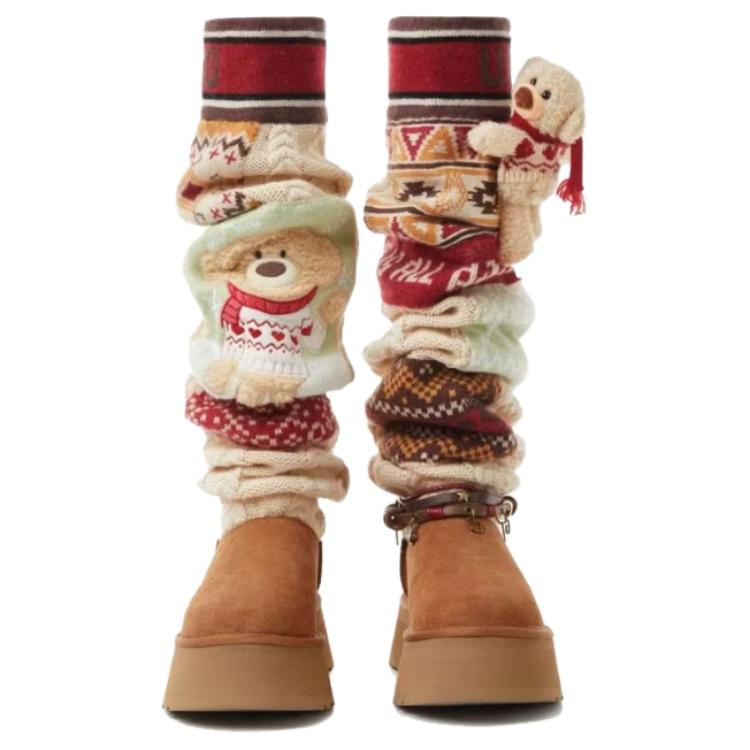 13 MARCA x UGG Wysokie Zimowe Buty do Kolan Damskie Brązowe FR24D1583