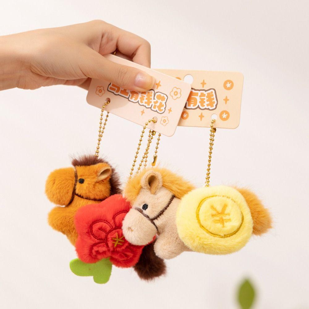 9cm Exquisite Lucky Pony Plush Toys Mini Size Keychain Bags Pony Plush Pendant  Festival Gift