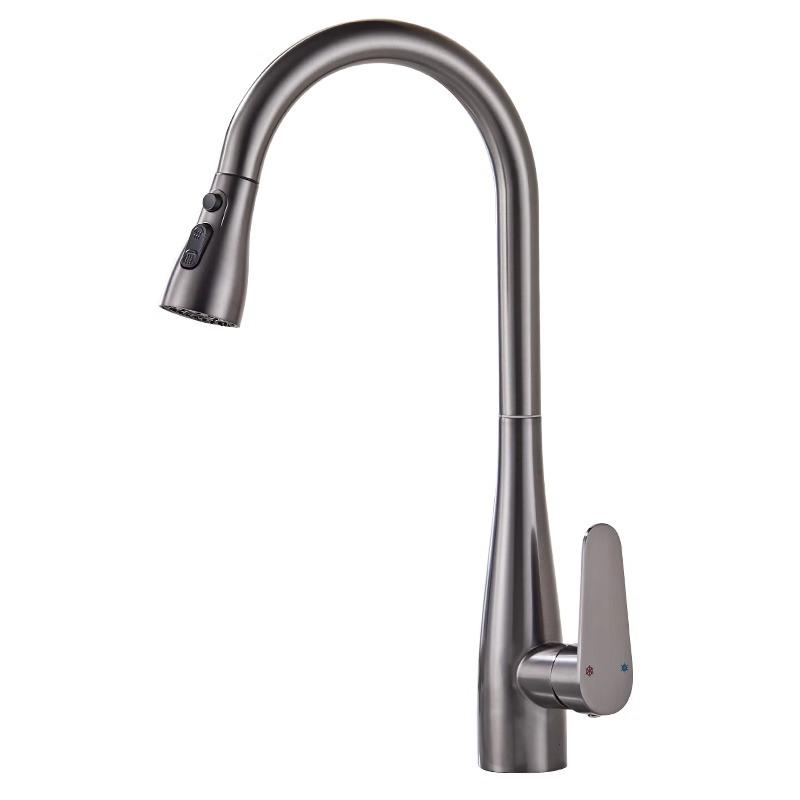 Universal Rotating Kitchen Faucet with Pull-out, Anti-splash, Hot/Cold Function for Sink and Balcony Use