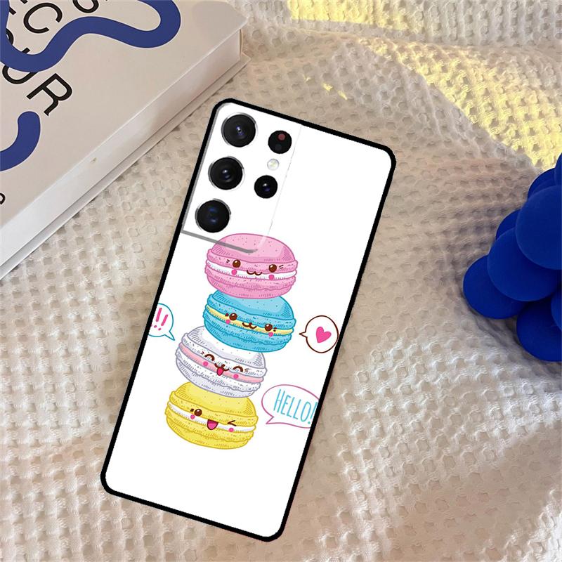 Macarons Cake Dessert Cute Phone Case For Samsung Galaxy S25 Ultra S9 S10 S20 S22 S21 S23 FE S24 Plus Portector Cover