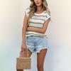 Women's Spring/Summer Color-Block Striped Top: Casual, Loose-Fitting Knit Sweater