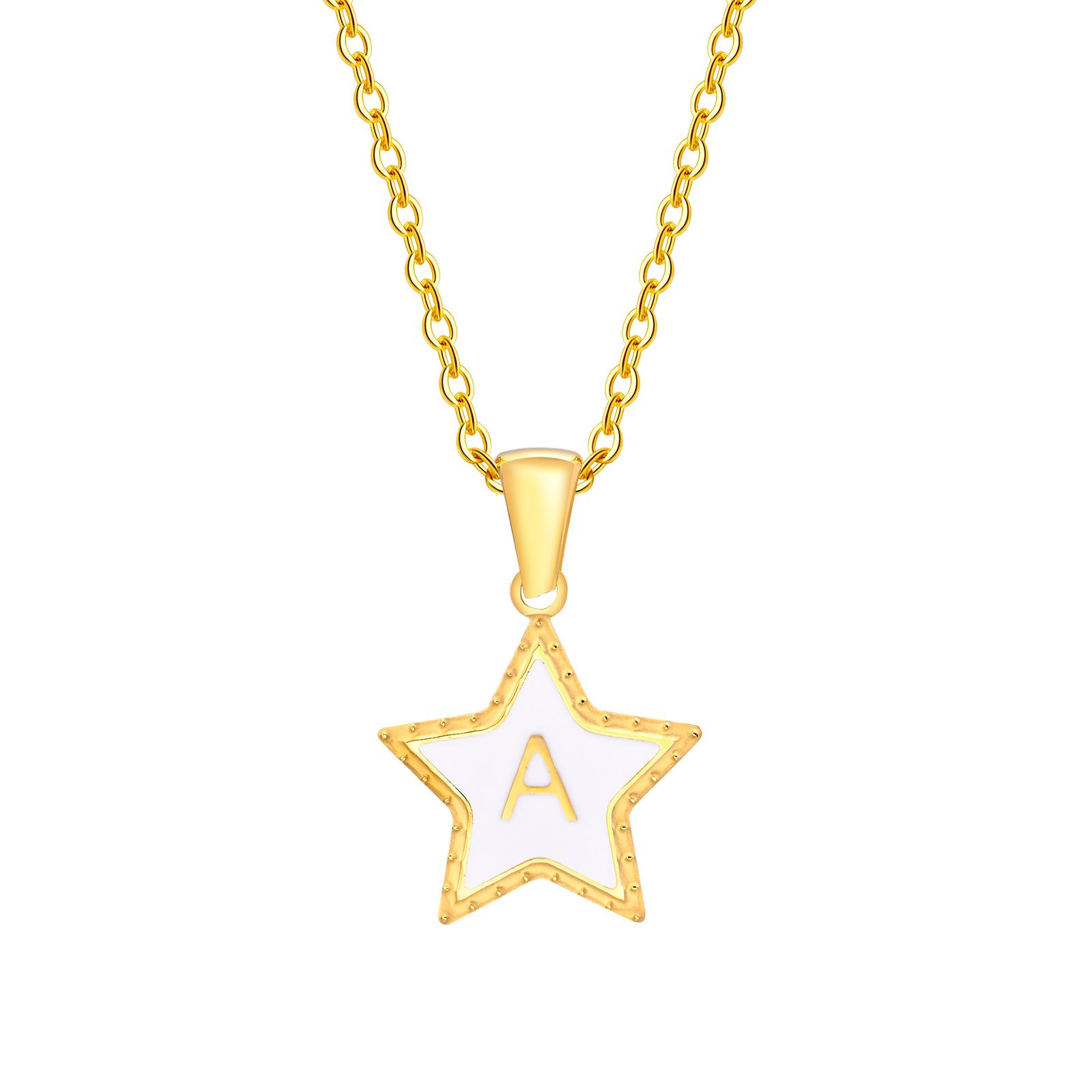 

Initial Alphabet A-Z 26 Letter Star Pendant Necklaces for Women,Cute Romantic Stainless Steel Charm Necklace Name Collar Jewelry