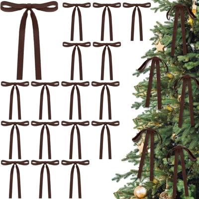 Samtschleife Weihnachtsbaumschmuck, Vintage doppelseitiger Samt, mit Schleife, geeignet für Baumkränze, Weihnachtsdekorationen für drinnen und draußen.