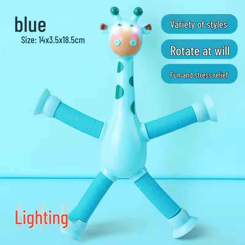 

Телескопическая Жирафа Развивающая игрушка с присосками для интерактивной игры родителей и детей Without Light синий