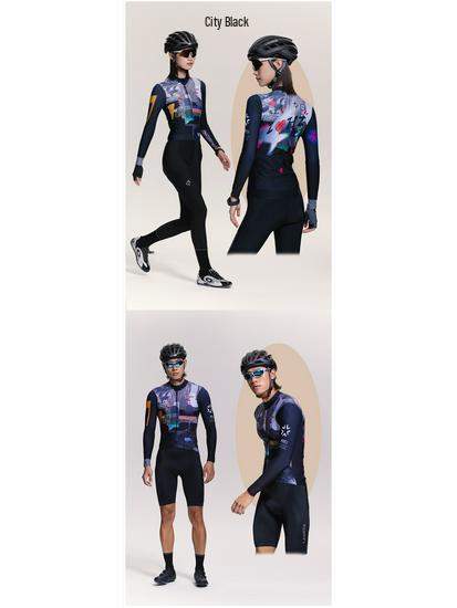 Lampada Fleece Cycling Jersey for Men & Women - Autumn/Winter Warm, Long Sleeve, Printed Bicycle Top