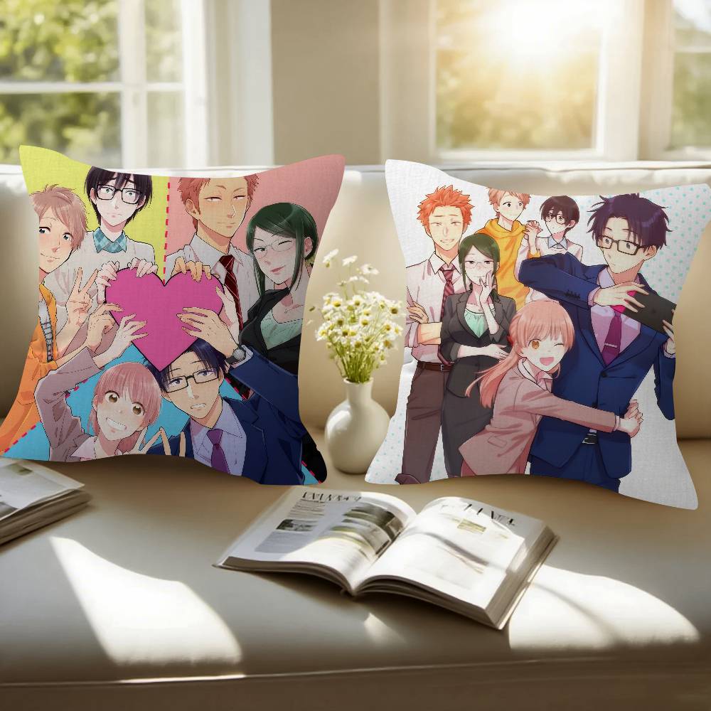 Romantic Anime W-Wotakoi  Pillow Cover Design cushion Cover decor Holiday Decorati