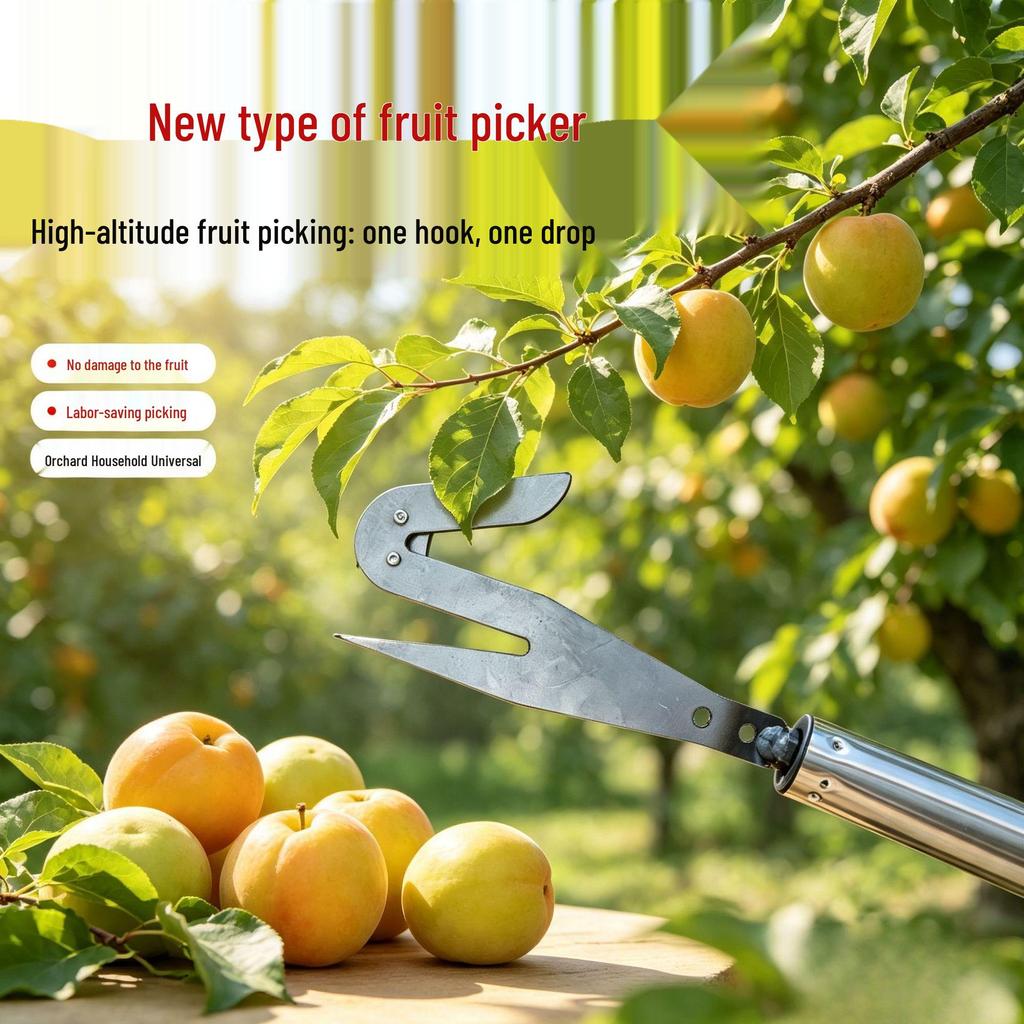Multi-functional Stainless Steel Fruit Picker with Knife for High-Altitude Harvesting of Persimmons, Loquats, Apples, and Pears