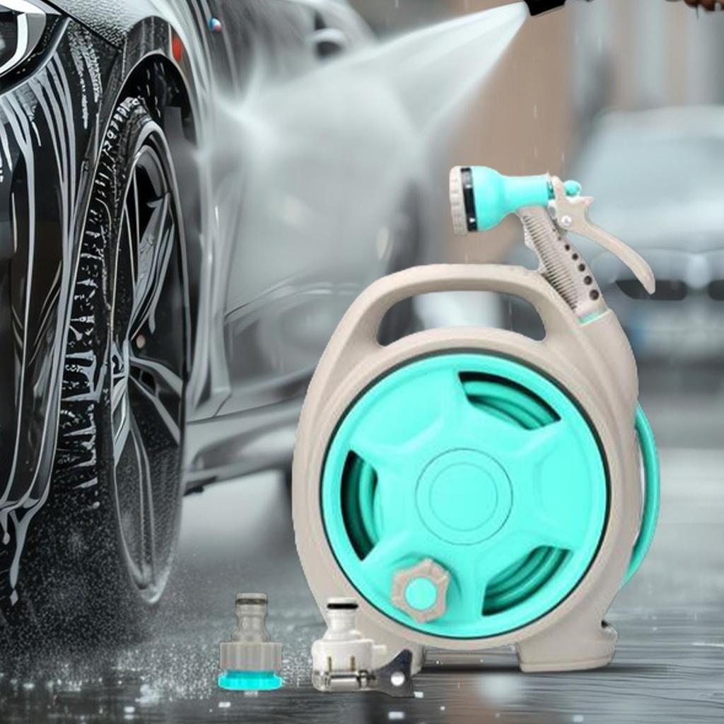 Water Pipe Cart Space Saving Garden Hose Storage for Gardening Watering Tool Blue