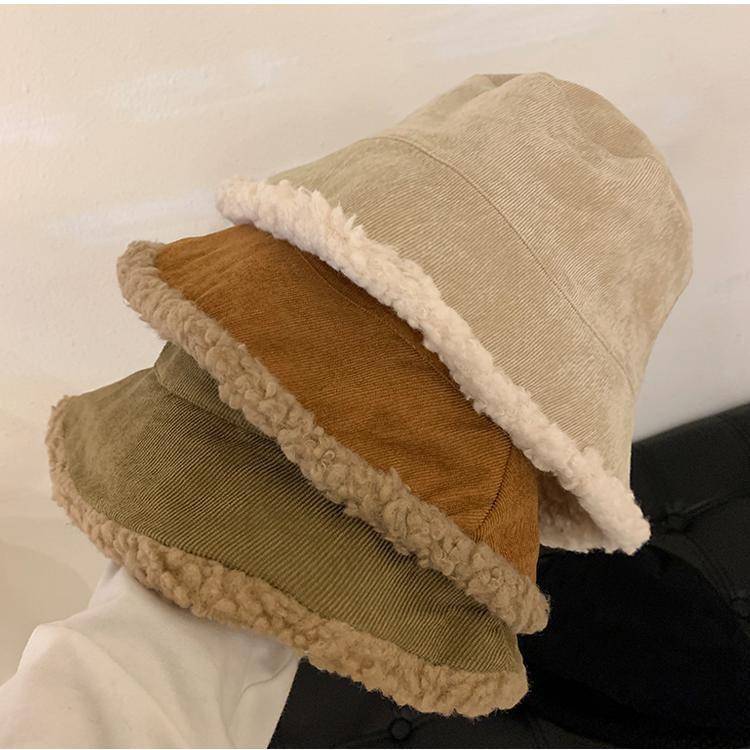 Warm Chic Lamb Wool Bucket Hat For Winter Women Stylish Cozy Fuzzy Cute Hat Fisherman