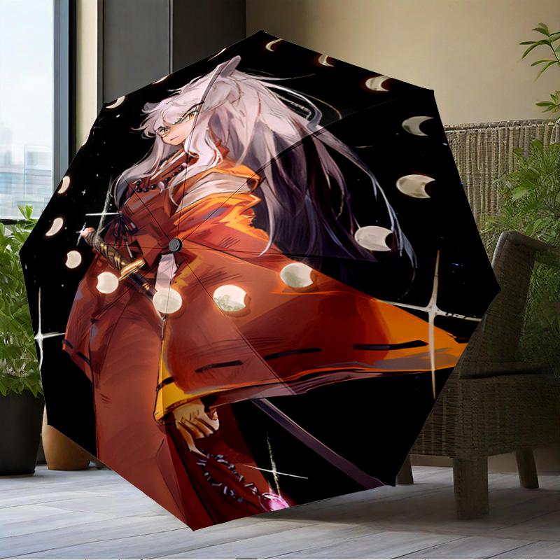 Anime Sessho-maru Umbrella Folding Umbrella, Automatic Umbrella 8-Frame for Travel, Camping Use Gift for Halloween Christmas