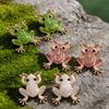 Gold Tone Green Crystal Frog Stud Earrings, Sparkly Animal Statement Earrings for Women