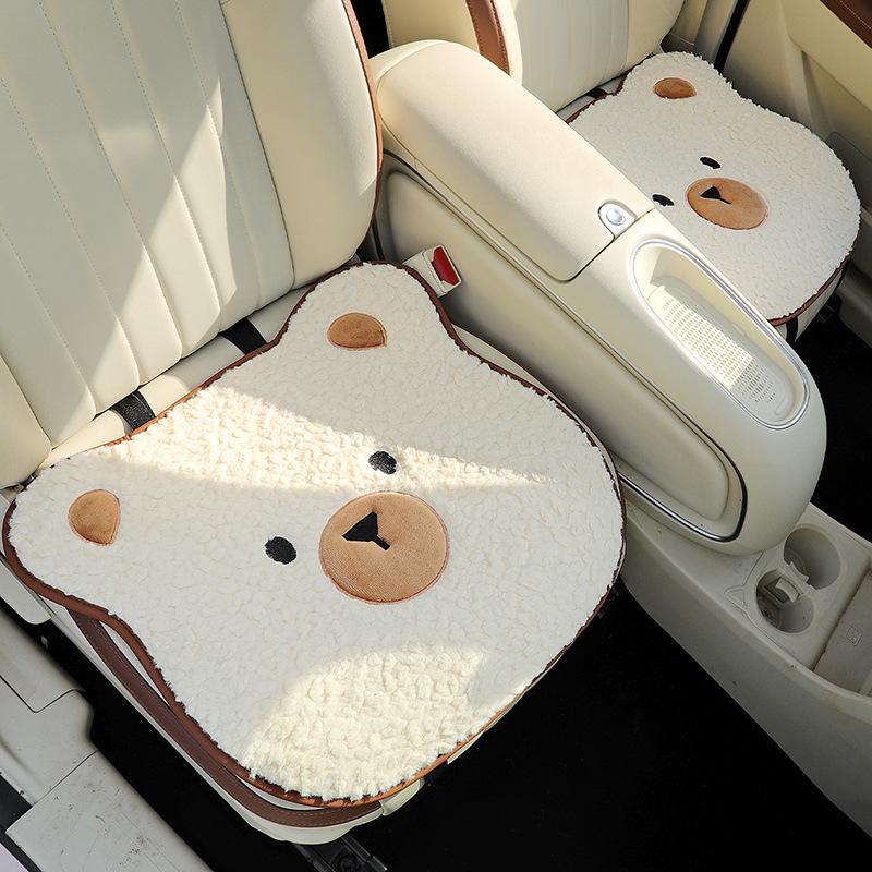 2025 Winter Goddess Style Plush Car Seat Cushion - Thick, Warm Cartoon Cover