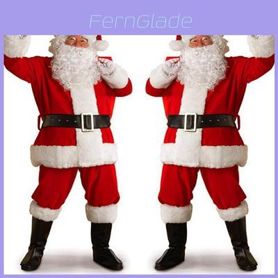 Luxurious Plus Size Christmas Santa Claus Flannel Suit For Adult Fancy Dress Outfit