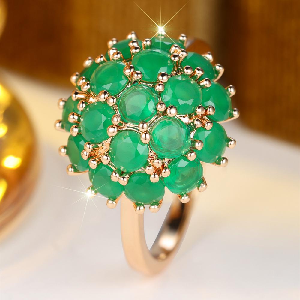 Elegant Green Cubic Zirconia Engagement Ring for Women Party Wedding Rings Jewelry Gift