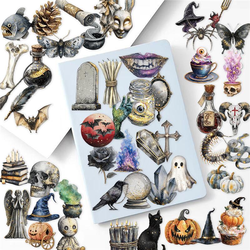 50Pcs/Set Retro Magic Art. Halloween PET Stickers Waterproof DIY Fashion Doodle Decals Stickers