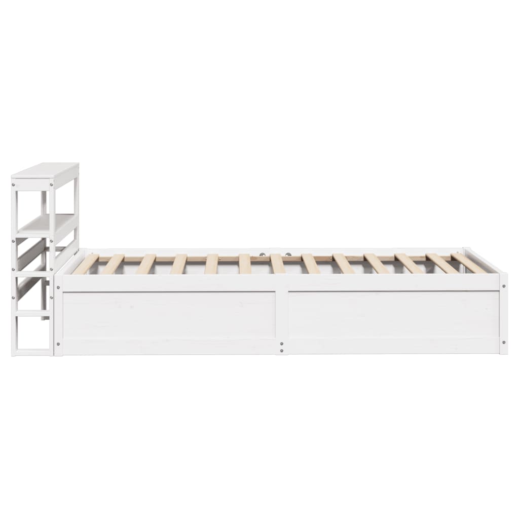 Vidaxl Bed Frame with Headboard, White, 75X190 Cm, Solid Pine Wood