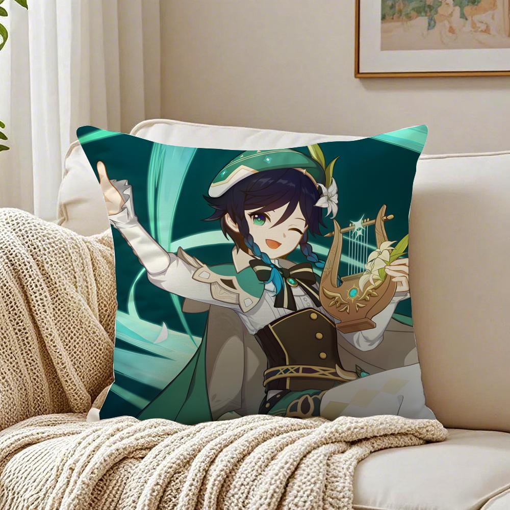 Popular Genshin Impact Venti Pillow Cushion Cover Pillowcase Anti-Dustmite Living Room Sofa Decor Cushion Room