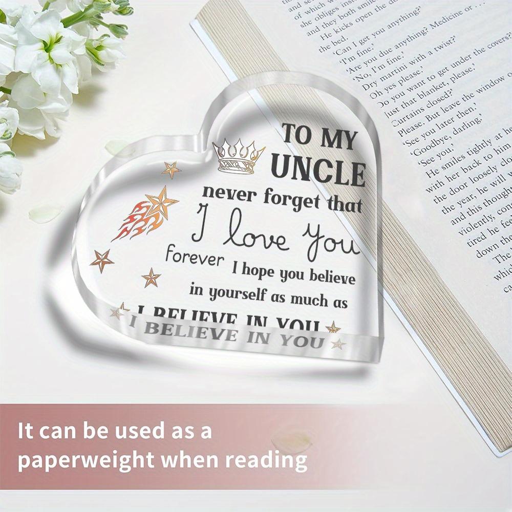 Heart-Shaped Decorative Ornament - "To My Uncle" Engraved, Modern Style, Tabletop Mounting, Multipurpose Use, Ideal for Father'S Day & Christmas Gift