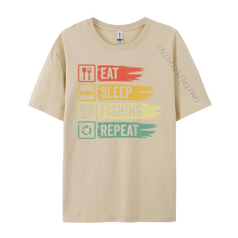 Rife Men T Shirt Eat Sleep Fish Repeat Tshirt Tops Shirt All Cotton Leisure T Shirt Street Wear T Shirt