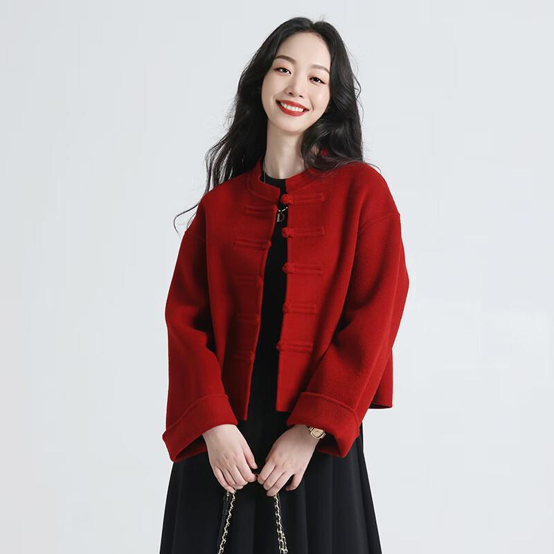 Yiliteng Women's New Chinese Style Double-Sided Pure Wool Short Coat