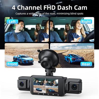 360° Dash Cam Front And Rear Inside,4 Channel Camera Fhd 1080P Recorder G-Sensor Wifi