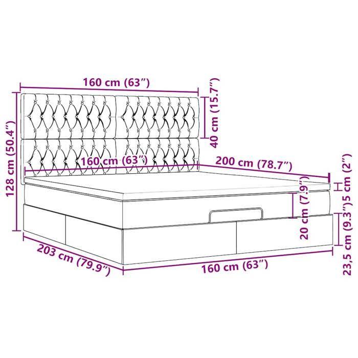 VidaXL Ottoman Bed Frame and Mattress Light Grey 160x200cm Velvet, Bed Frame, Upholstered Bed Frame, Bed Frame 3313553