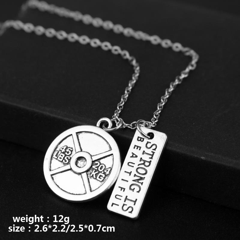 Unisex Fitness Hantel Halskette mit Langhantel Anhänger