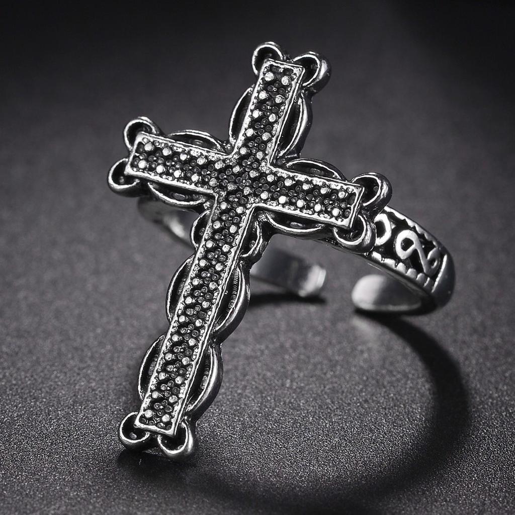 1 STuks Punk Vintage Zwart Grote Open Kruis Ring Voor Vrouwen Feest Sieraden Mannen Trendy Gotisch Goud Zilver Kleur Vinger Ringen Anillo