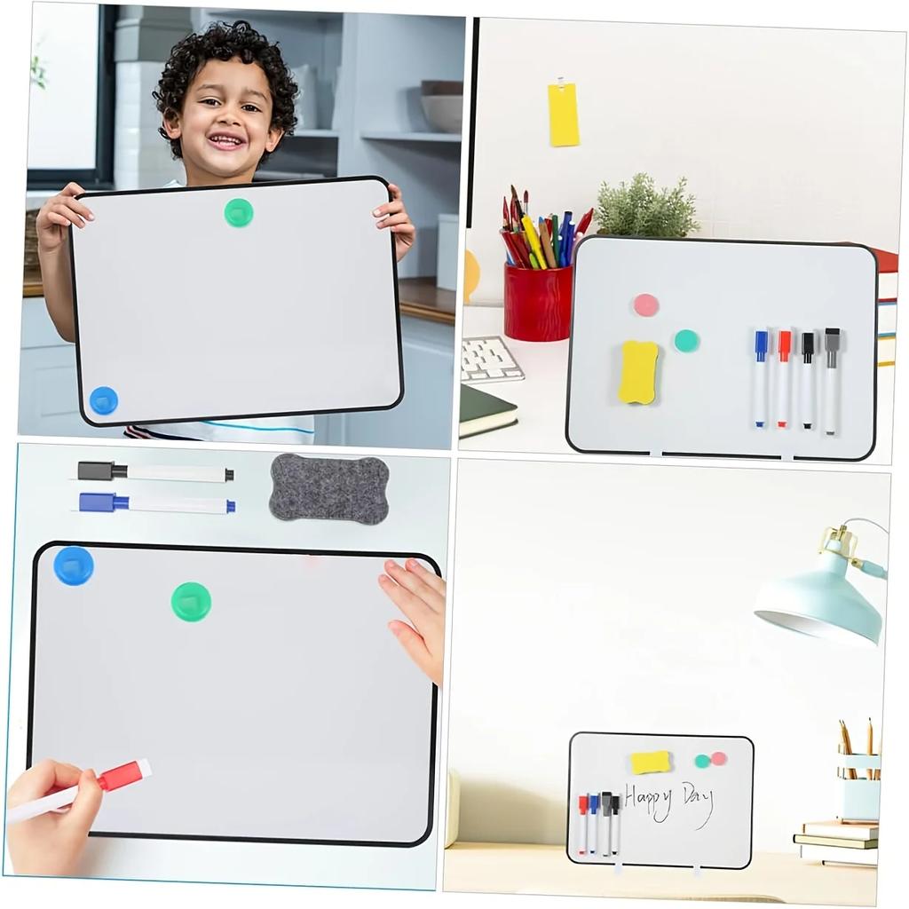 Small Dry Erase Board ,Double-Sided Whiteboard Stand,Magnetic Mini Dry Erase Board Comes with 3 Markers,2 Magnets and 1 Eraser