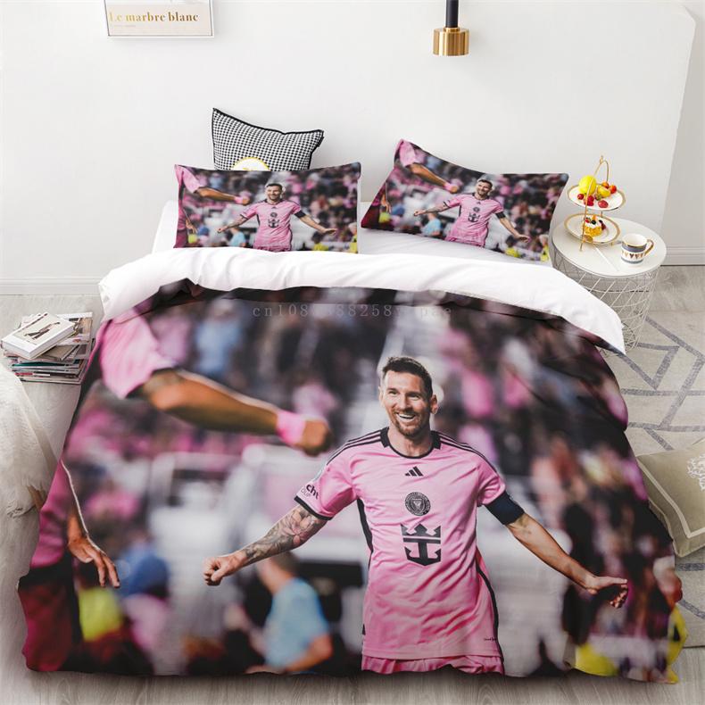Duvet Cover Set Football Star Messi Printed Soft And Comfortable Bedding Polyester Single Double Bedding Set Children Gift