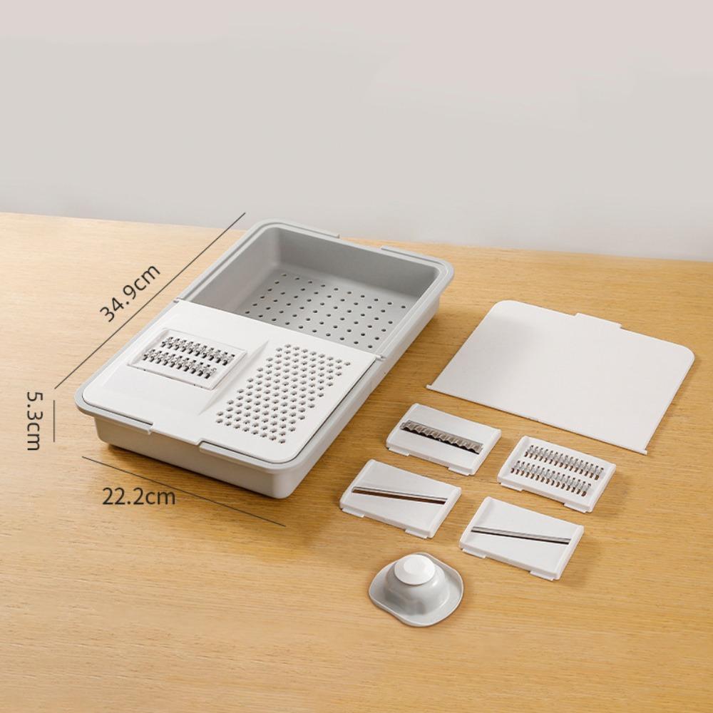 

Multifunctional 6-IN-1 Vegetable Slicer Manual Draining Basket Kitchen Accessories сірий