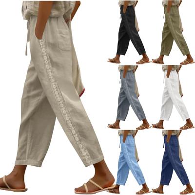 Women's Casual Pants High Waist Loose Pants Cotton And Linen Wide Leg Pants Slimming Trousers