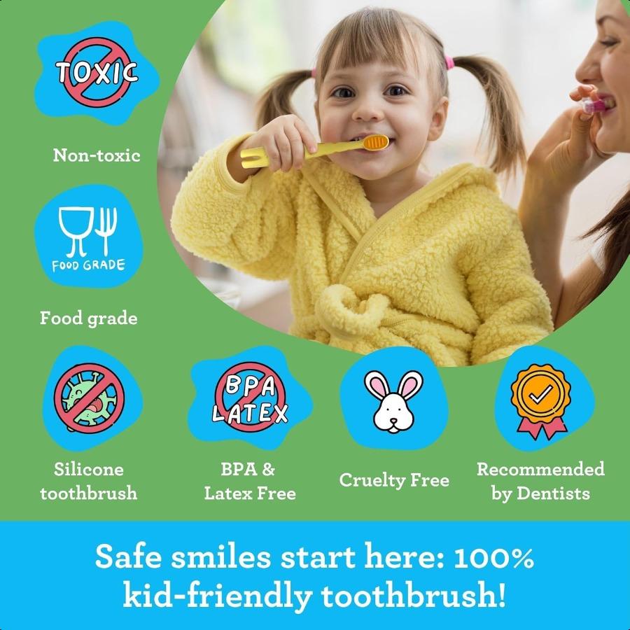 Butter On Gums Cute Giraffe Toothbrush with Tongue Scraper and Cover Super Soft Bristles for Gentle Cleaning Ergonomic Handle A