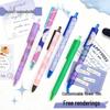 Customizable Push-Button Pen with Flower Film and Cartoon Design, Heat-Transfer Compatible, Logo Personalization, Neutral Ink, 2 Pens Included
