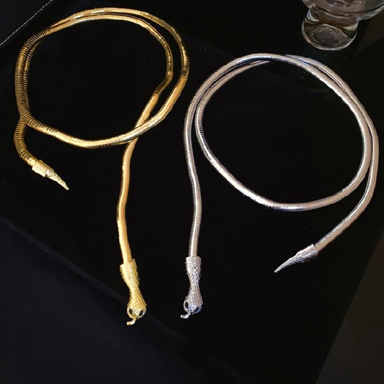 Fashionable Gold/Silver Snake Necklace Versatile Snake Necklace Neck Chain With Two Wearing Options For Chic Outfits