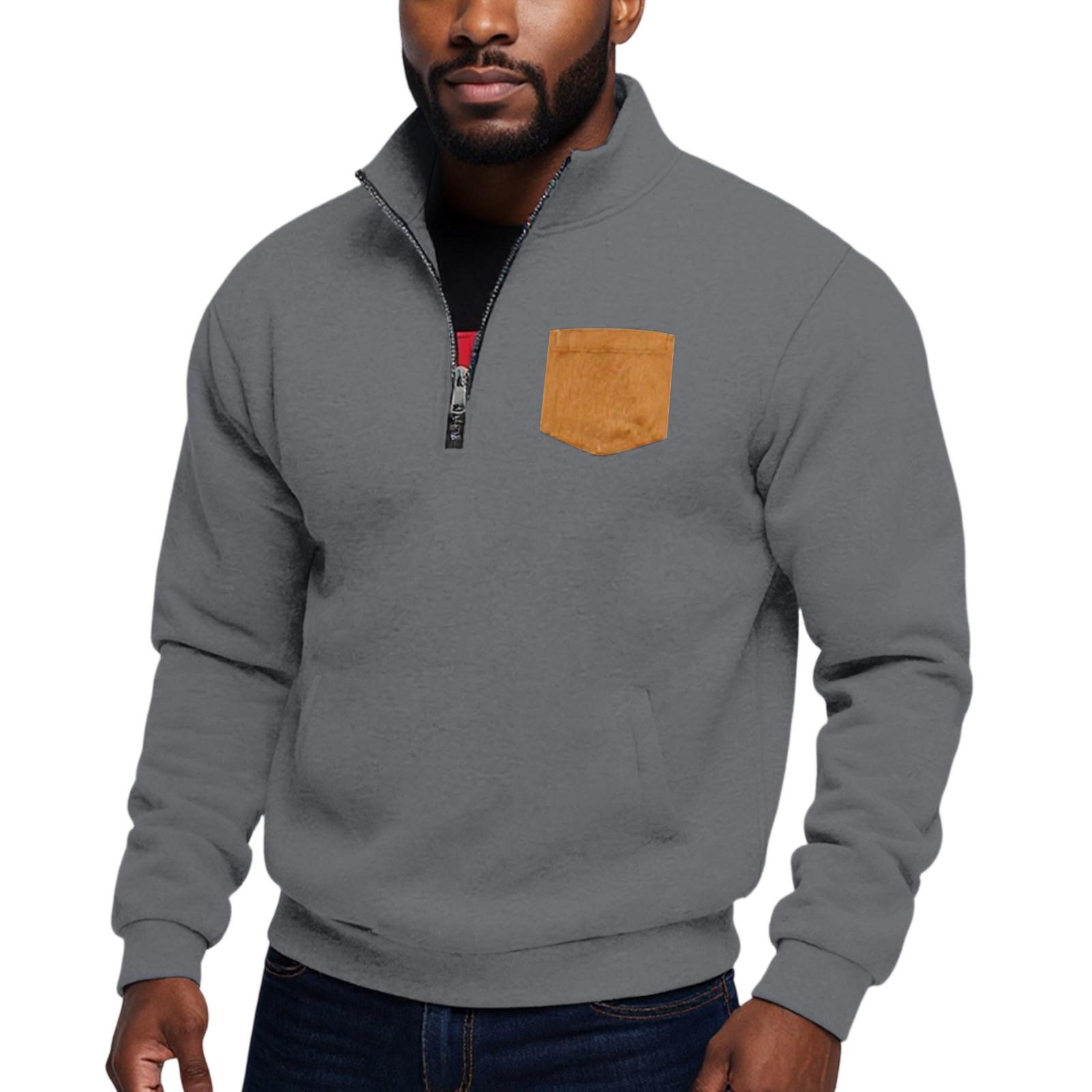 

Мужской повседневный свитшот с воротником-стойкой и молнией до середины груди XXL